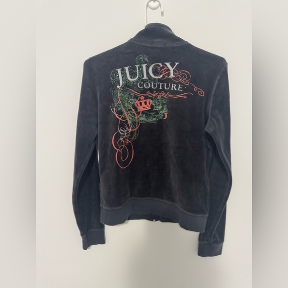 Juicy Couture dark grey  Velvet Zip-Up Track Jacket - Picture 2 of 3